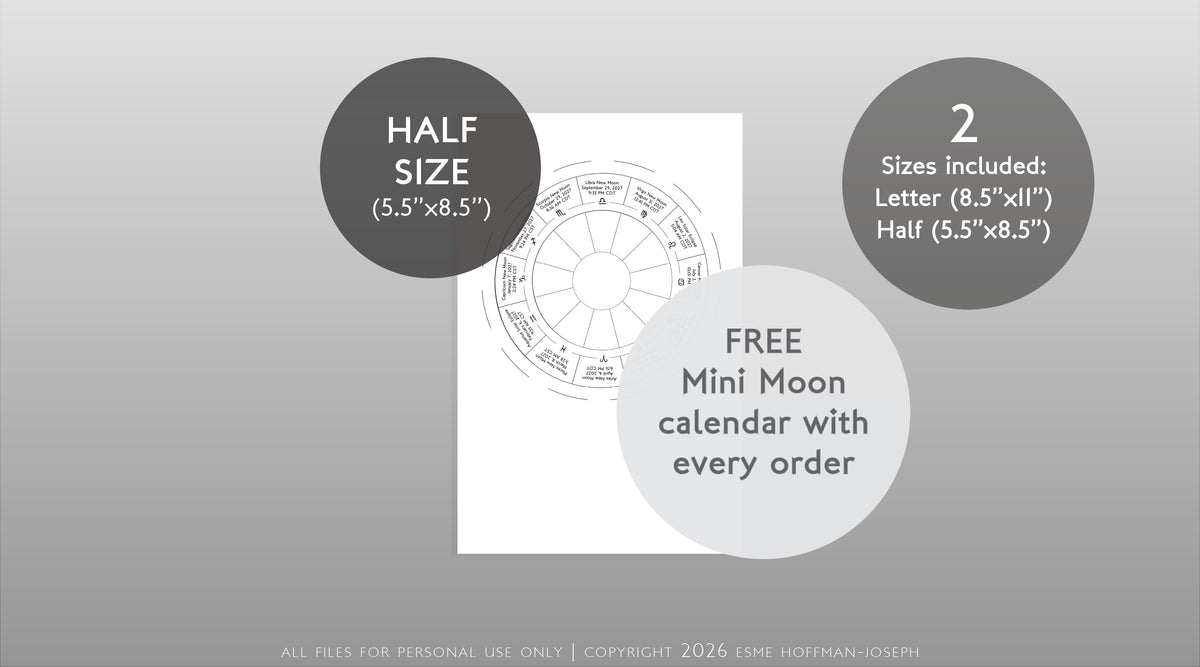 2027 New Moons Transit Chart | Track Astrology Transits | Printable PDF
