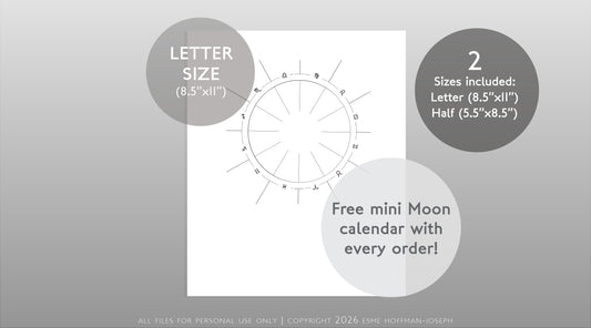Astrology Chart Wheel Blank Template | Simple Minimalist Zodiac | Printable PDF Digital