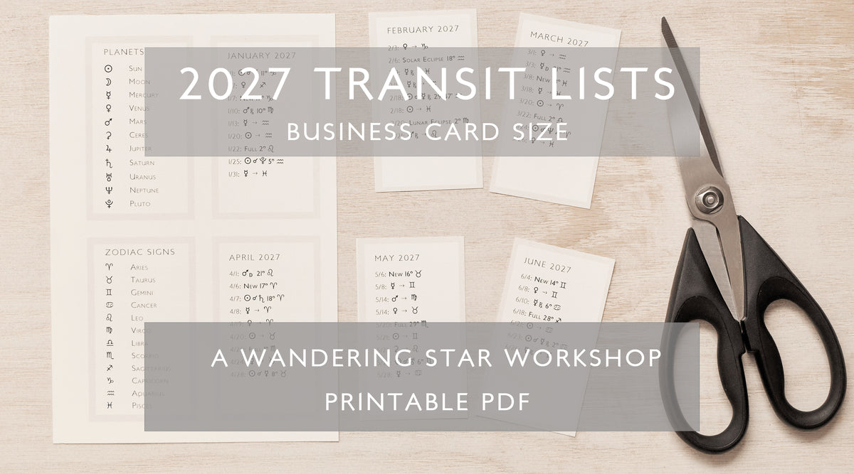 2027 Astrology Transits Monthly Lists | Printable Astrological Transit Reference | New and Full Moons