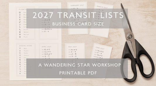2027 Astrology Transits Monthly Lists | Printable Astrological Transit Reference | New and Full Moons