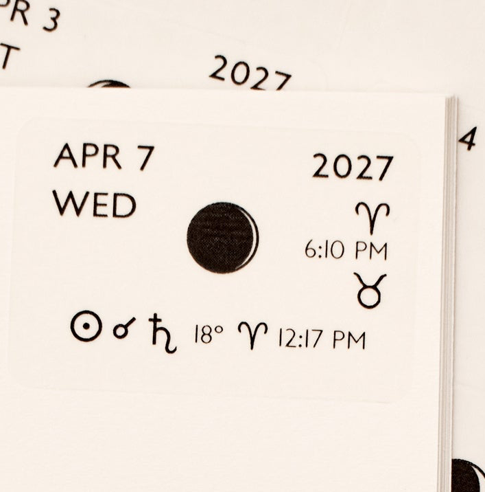 DATE Stickers with Astrology: Moon Phases + Planetary Transits | 1.5" Stickers for dating journal pages | Daily Date Stickers | Make Your Own Astrology Calendar
