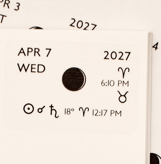 DATE Stickers with Astrology: Moon Phases + Planetary Transits | 1.5" Stickers for dating journal pages | Daily Date Stickers | Make Your Own Astrology Calendar