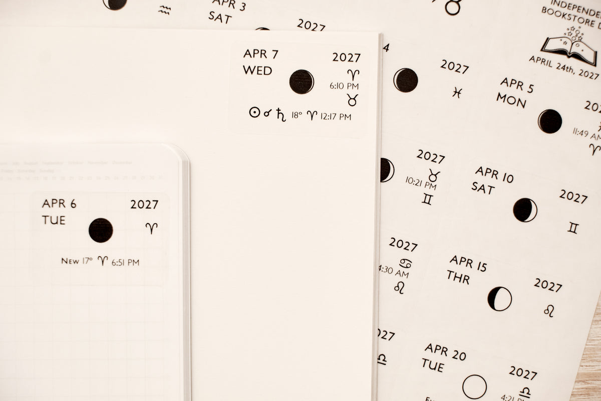 DATE Stickers with Astrology: Moon Phases + Planetary Transits | 1.5" Stickers for dating journal pages | Daily Date Stickers | Make Your Own Astrology Calendar