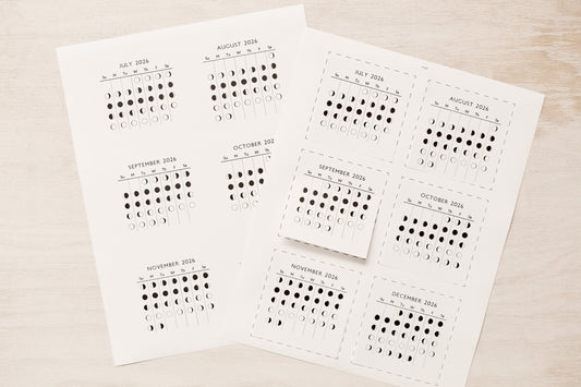 Moon Phase Calendar Notes | July-Dec 2026 | Free Printable
